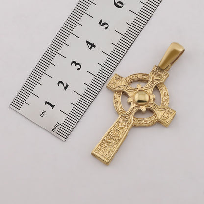 9ct Yellow Gold Medium Ornate Celtic Cross Pendant