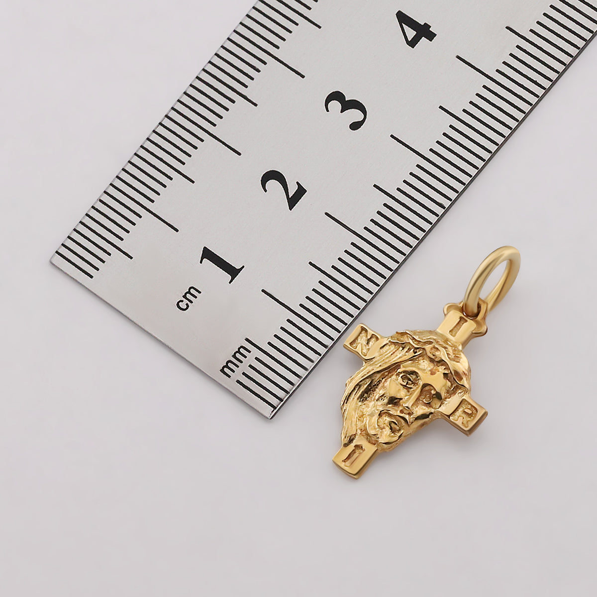9ct Yellow Gold Inri Head Of Jesus Cross Pendant