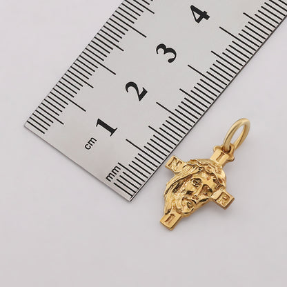 9ct Yellow Gold Inri Head Of Jesus Cross Pendant