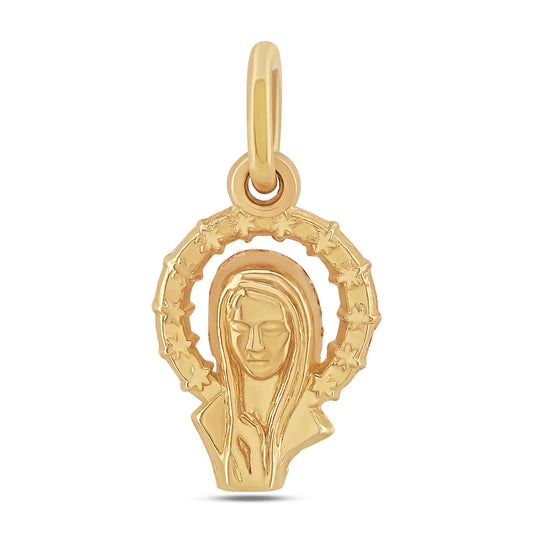9ct Yellow Gold Virgin Mary Halo Pendant