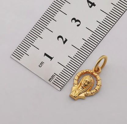 9ct Yellow Gold Virgin Mary Halo Pendant