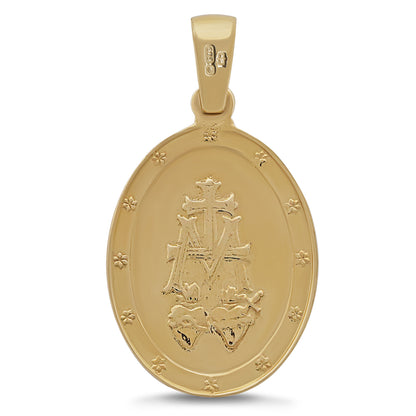 9ct Yellow Gold St Marie Miraculeuse Medallion Madonna Large Pendant