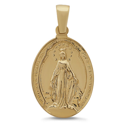 9ct Yellow Gold St Marie Miraculeuse Medallion Madonna Large Pendant