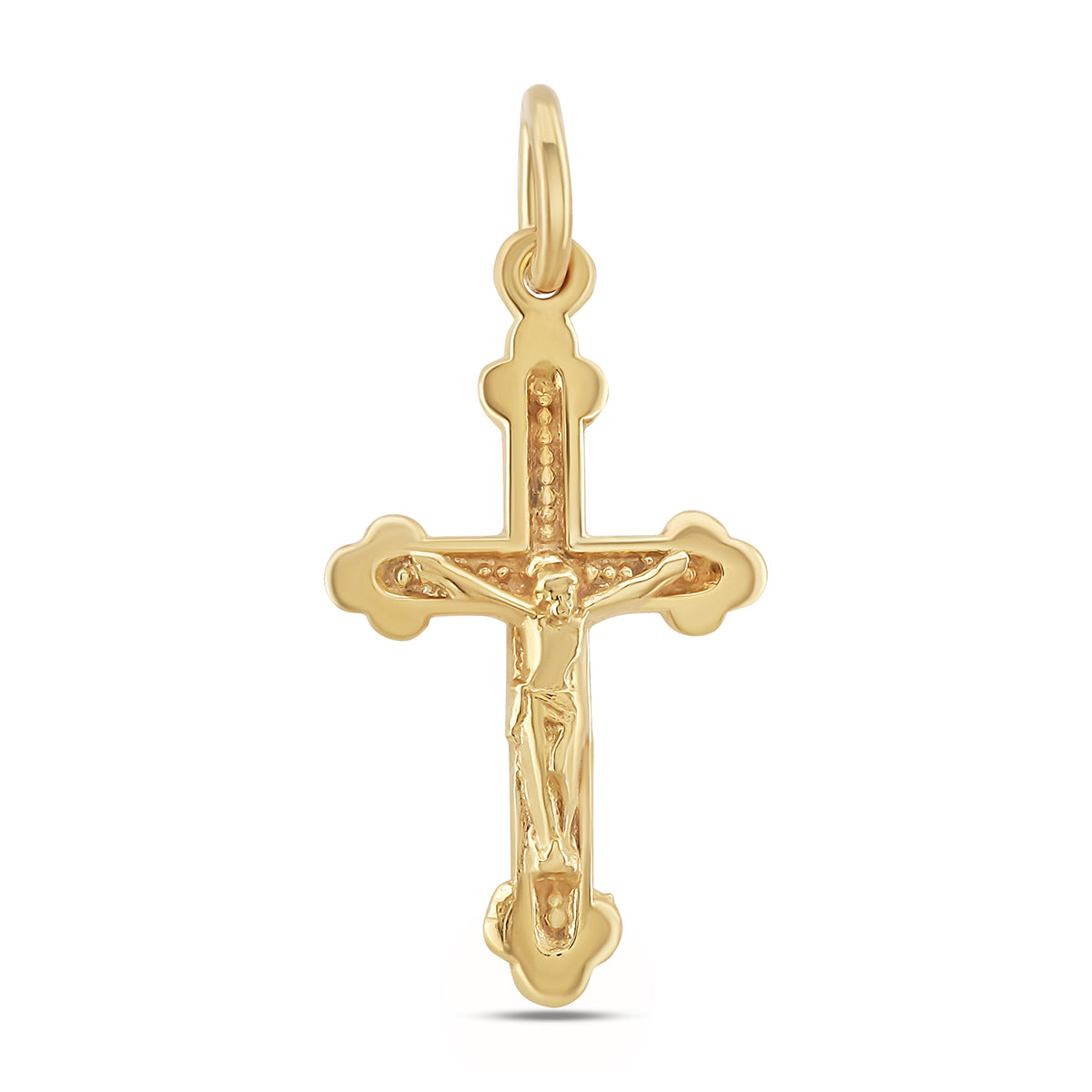 9ct Yellow Gold Fleury Crucifix Cross Pendant