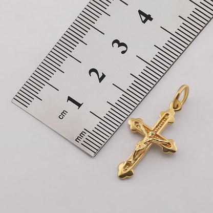 9ct Yellow Gold Fleury Crucifix Cross Pendant