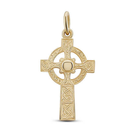 9ct Yellow Gold Small Ornate Celtic Cross Pendant