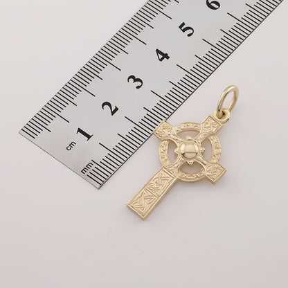 9ct Yellow Gold Small Ornate Celtic Cross Pendant