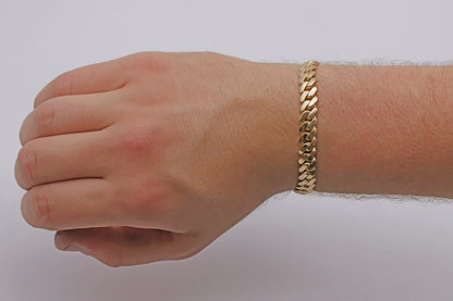 9ct Yellow Gold Solid Classic Cuban Link 8.5mm Bracelet-8.5"