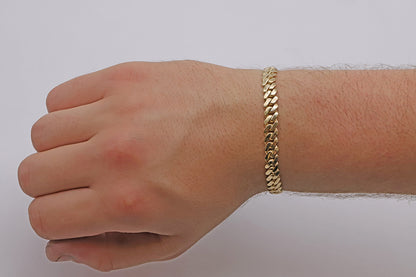 9ct Yellow Gold Solid Classic Cuban Link 7.5mm Bracelet-8.5"