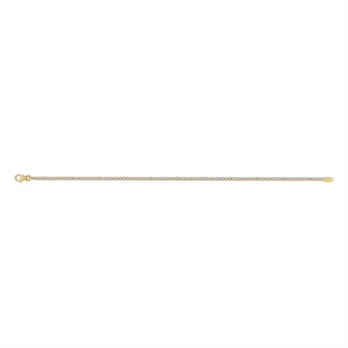 9ct Yellow Gold Round Rub Over Gem-Set Tennis Bracelet - 7"