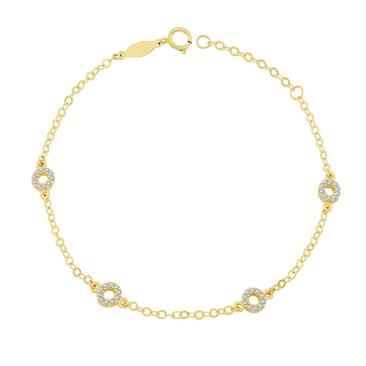 9ct Yellow Gold Gem-Set Circle Bracelet