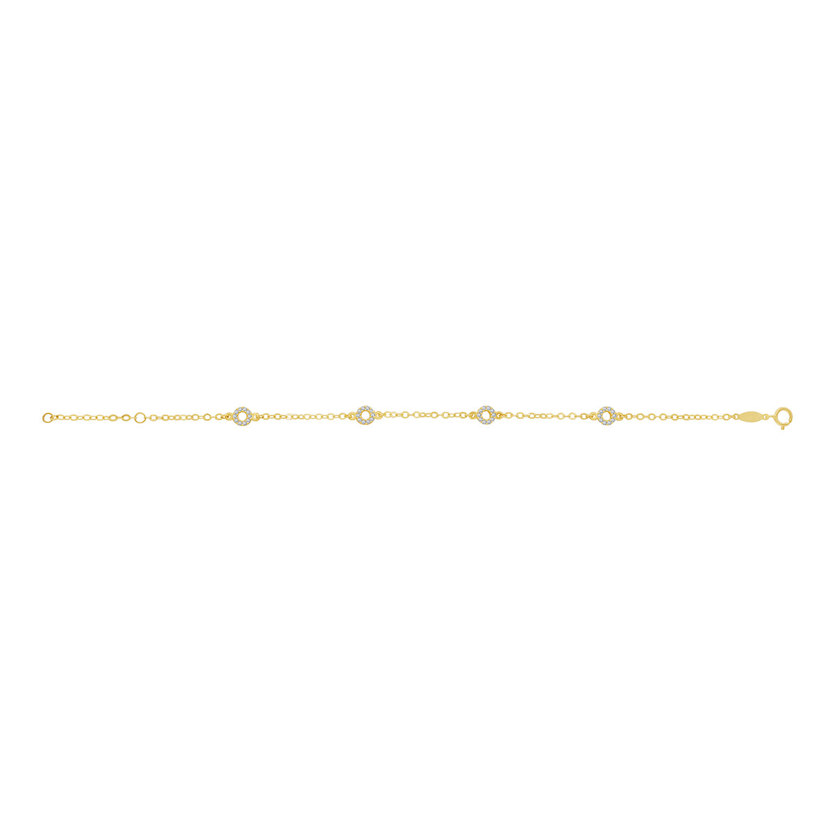 9ct Yellow Gold Gem-Set Circle Bracelet
