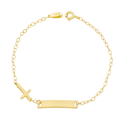 9ct Yellow Gold Polished Cross ID Bracelet-6"