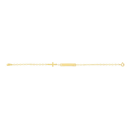 9ct Yellow Gold Polished Cross ID Bracelet-6"