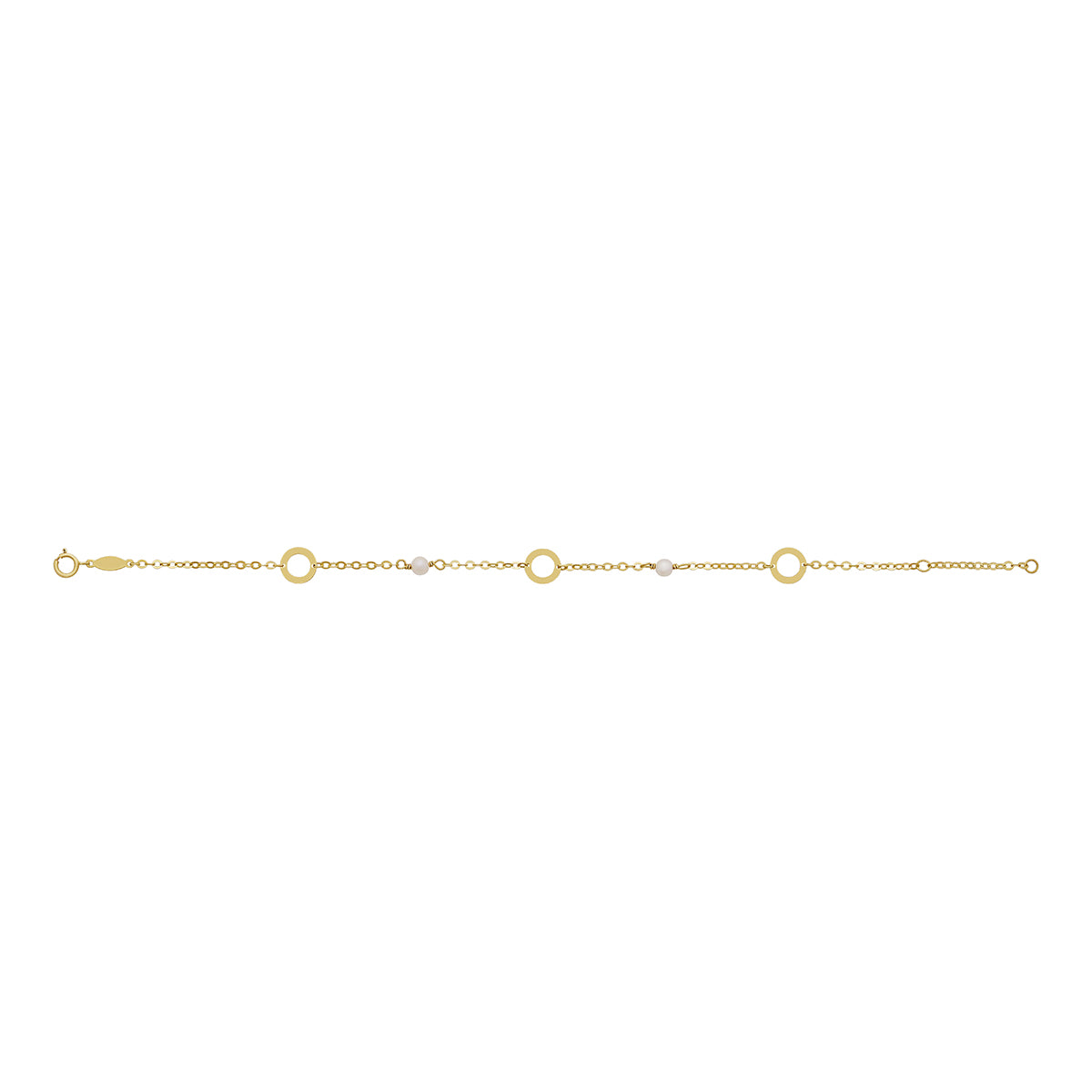 9ct Yellow Gold Circle And Pearl Bracelet
