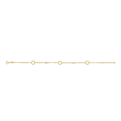 9ct Yellow Gold Circle And Pearl Bracelet