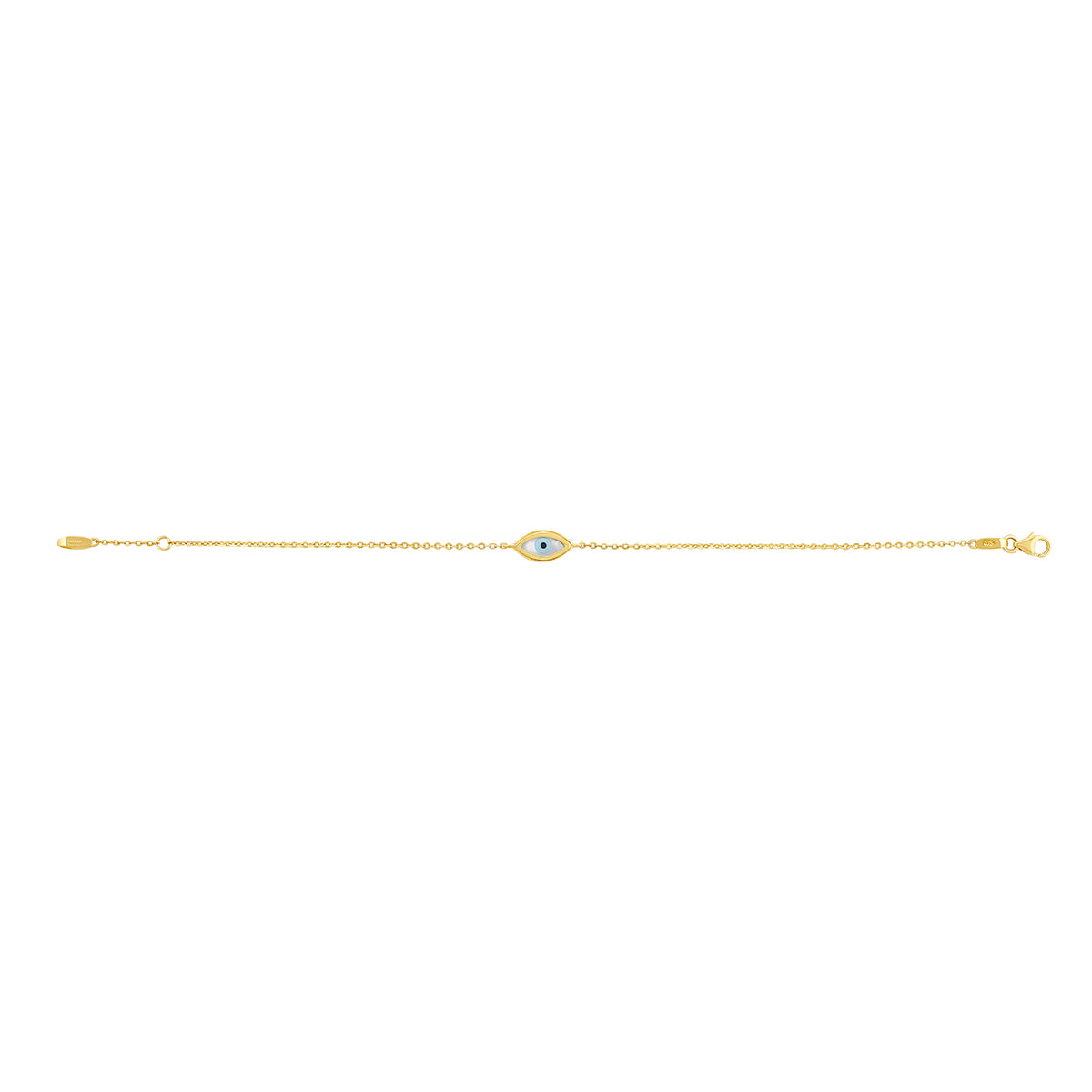 9ct Yellow Gold Enamel Evil Eye Bracelet-7"