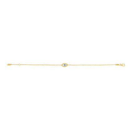 9ct Yellow Gold Enamel Evil Eye Bracelet-7"
