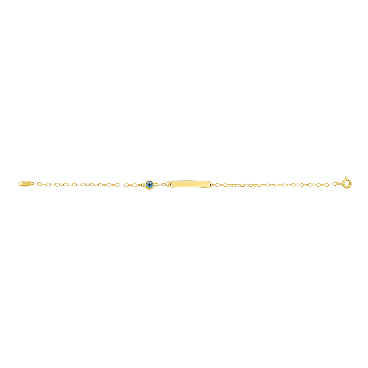 9ct Yellow Gold Evil Eye Plain Polished ID Bracelet-6"