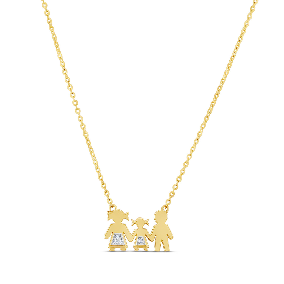 9ct Yellow Gold Family Gem Set Necklace-16"
