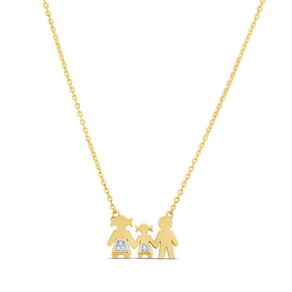 9ct Yellow Gold Family Gem Set Necklace-16"
