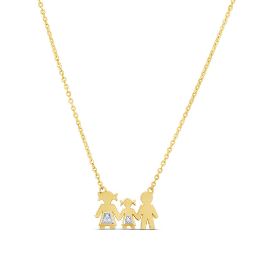 9ct Yellow Gold Family Gem Set Necklace-16"