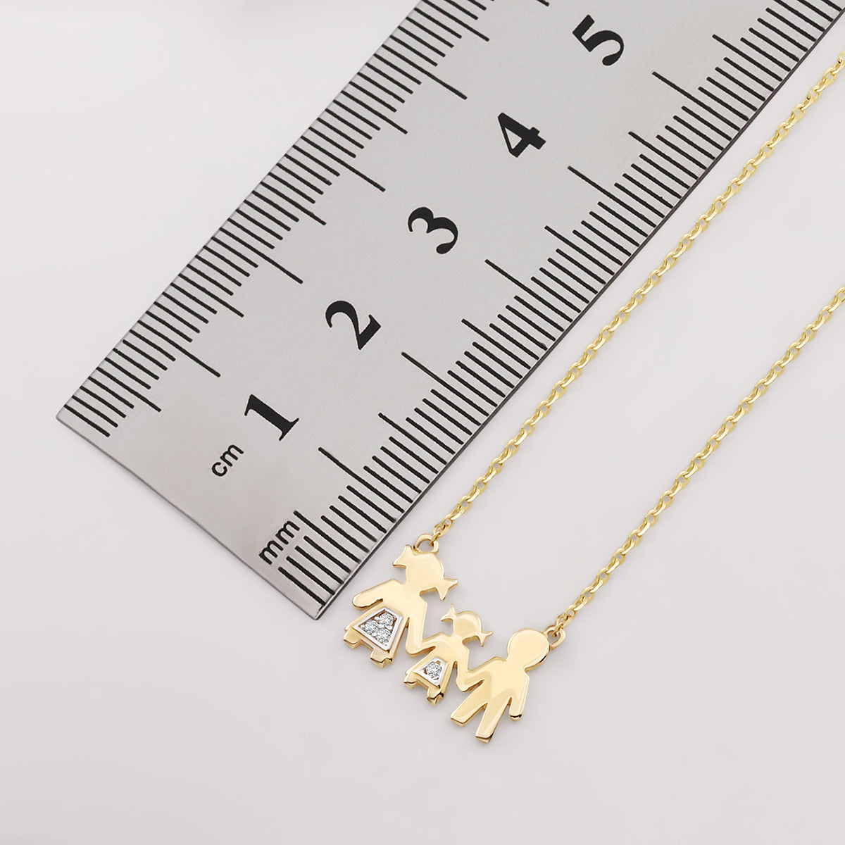 9ct Yellow Gold Family Gem Set Necklace-16"