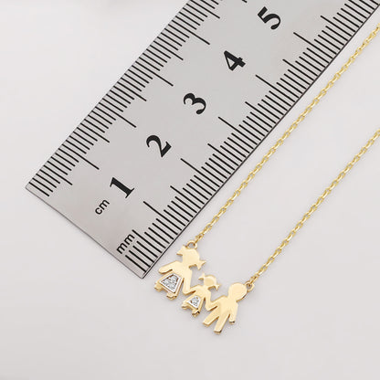 9ct Yellow Gold Family Gem Set Necklace-16"