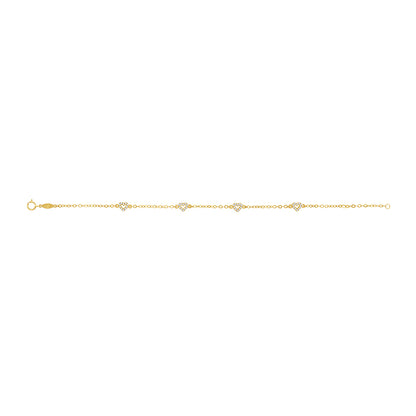 9ct Yellow Gold Gem Set Heart Bracelet-7"