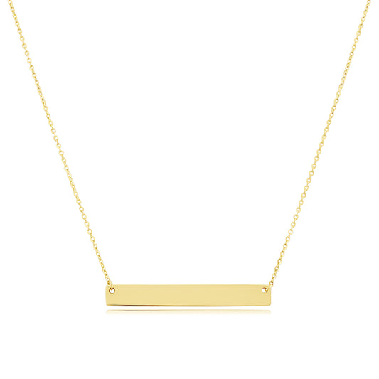 9ct Yellow Gold Polished Plain ID Necklace -16"