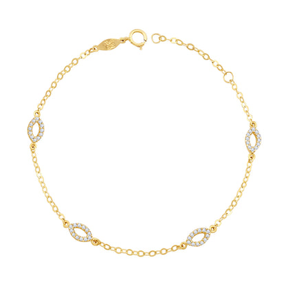 9ct Yellow Gold Gem Set Oval Bracelet-7"