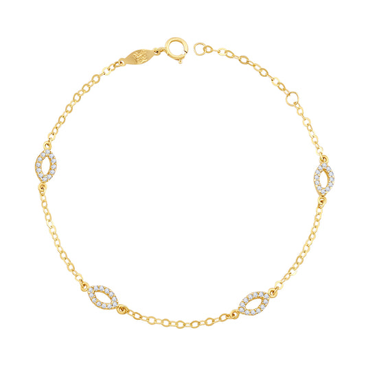 9ct Yellow Gold Gem Set Oval Bracelet-7"