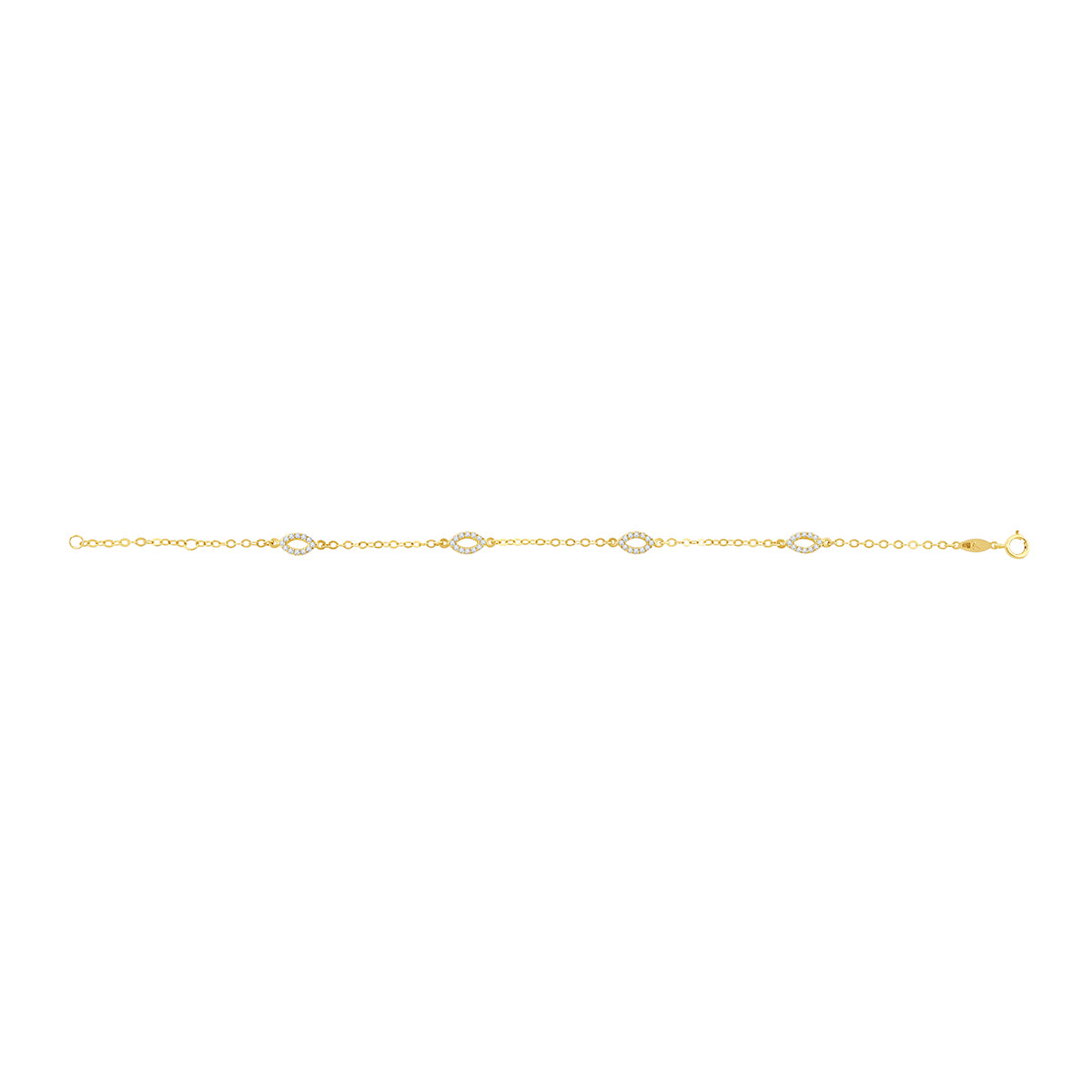 9ct Yellow Gold Gem Set Oval Bracelet-7"