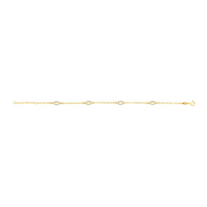 9ct Yellow Gold Gem Set Oval Bracelet-7"