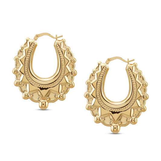 9ct Yellow Gold Medium Oval Creole Earrings