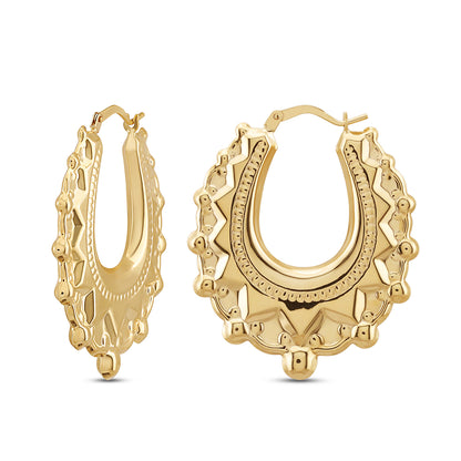 9ct Yellow Gold Medium Oval Creole Earrings