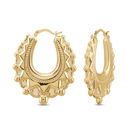 9ct Yellow Gold Medium Oval Creole Earrings