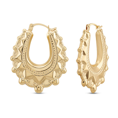 9ct Yellow Gold Small Oval Creole Earrings