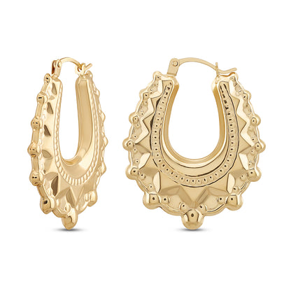 9ct Yellow Gold Small Oval Creole Earrings