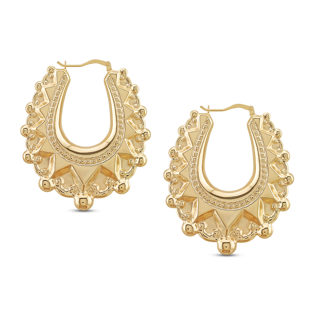 9ct Yellow Gold Large Oval Creole Earrings
