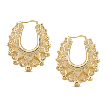 9ct Yellow Gold Large Oval Creole Earrings