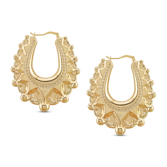 9ct Yellow Gold Large Oval Creole Earrings