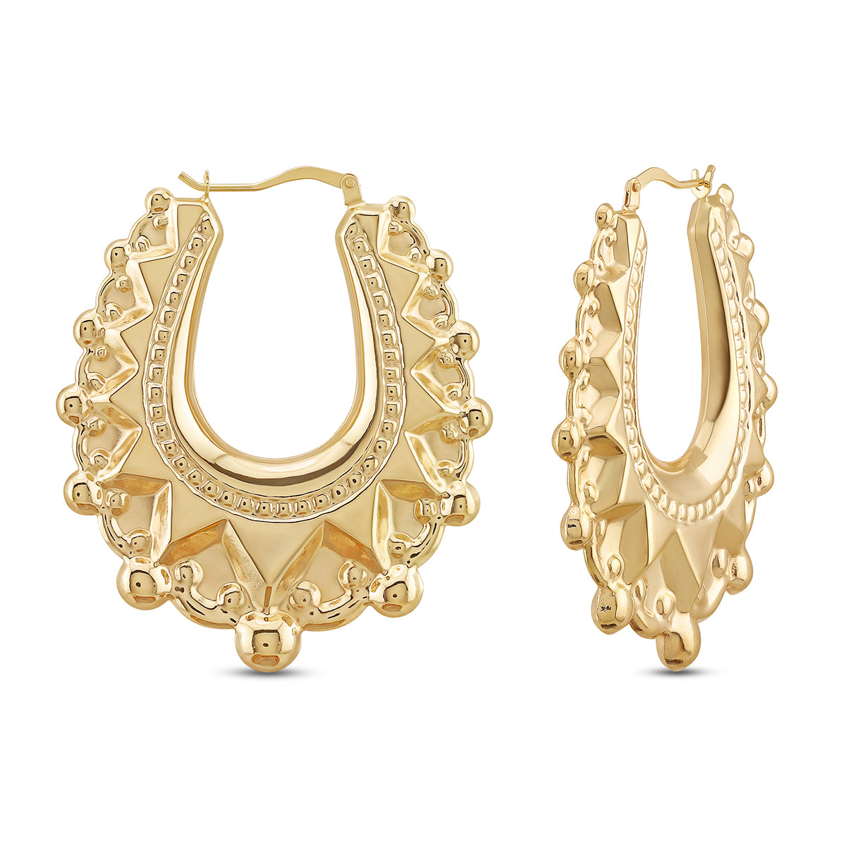 9ct Yellow Gold Large Oval Creole Earrings