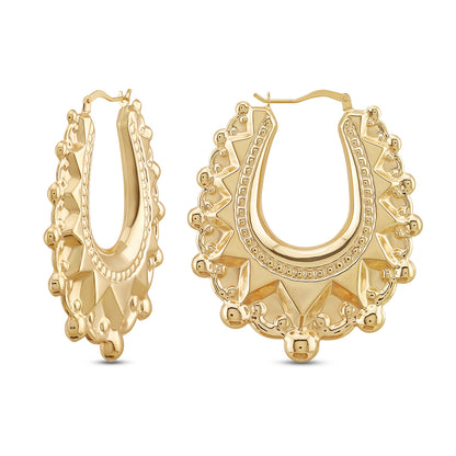 9ct Yellow Gold Large Oval Creole Earrings