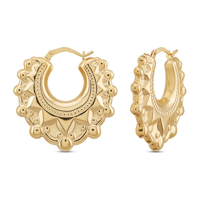 9ct Yellow Gold Large Classic Creole Earrings