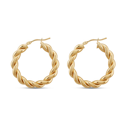 9ct Yellow Gold Small Twisted Hoop Earrings