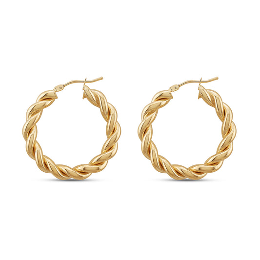 9ct Yellow Gold Small Twisted Hoop Earrings