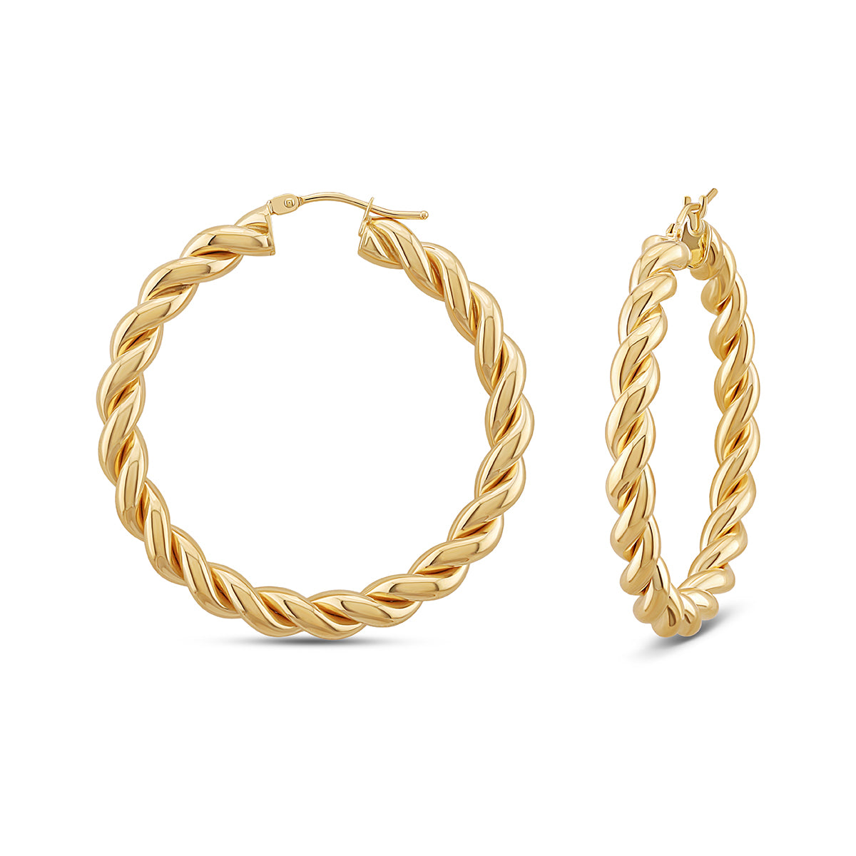9ct Yellow Gold Large Twisted Hoop Earrings