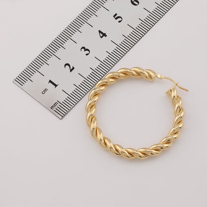 9ct Yellow Gold Large Twisted Hoop Earrings