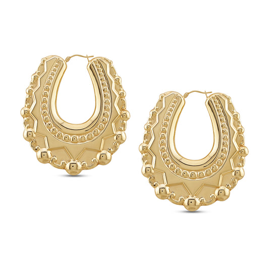9ct Yellow Gold Extra Large Oval Creole Earrings